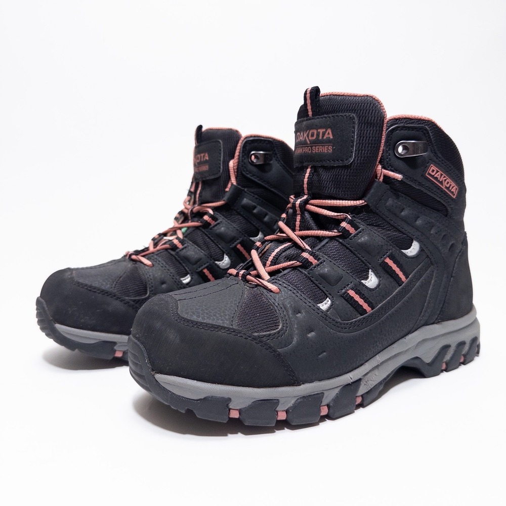 Dakota Work Pro Series Steel Toe Hiking Work Boots Women 7 Black Pink